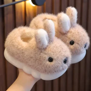 Winter Cute Rabbit Kids Slippers Comfortable Boy and Girl Warm Shoes Boys and Girls House Indoor Animal Plush Slippers