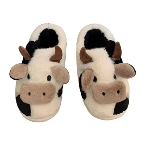 Winter Cute Thermal Cow Home Anti Slippery Cotton Fabric Women and Girls for Low MOQ Popular Stocks New Men Shoe