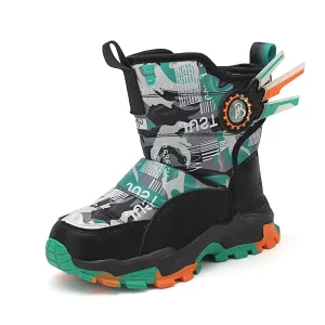 Winter Fur Boots for Girls and Boys High Top Waterproof Round Cotton Boots Size 28-38 for Kids