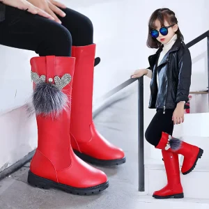 Winter Girls Kids Baby Plush Warm Knee Length Casual Shoes Children Snow High Boots