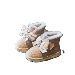 Winter Girls Snow Warm Cotton Shoes Baby Luxury Thick Bow Princess Ankle Boots for Kids