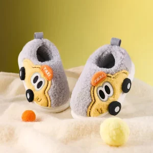 Winter Indoor Kids Cotton Padded Shoes for Boys and Girls Casual Non Slip Fleece Warm Slippers with Deer Cartoons Home Use