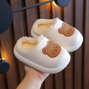 Winter Indoor Shoes White Orange Blue Bear Strawberry Cotton slippers Children’s Warm Plush slippers for Kids Home Slipper