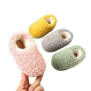 Winter Kids Home Slippers Solid Candy Color Wool Indoor Shoes for Boys Toddler Soft Warm Non Slip Floor Girl Children’s Shoes