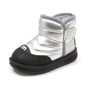 Winter Kids Snow Boots Casual Waterproof Short Boots with Fleece Lining Big Boys and Girls Thickened Cotton Boots