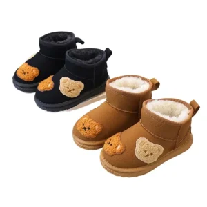 Winter Kids Toddler Snow Boots with Thick Warm Cotton & Plush Soft Bottom Non Slip Ankle Height Cartoons Design for Boys & Girls