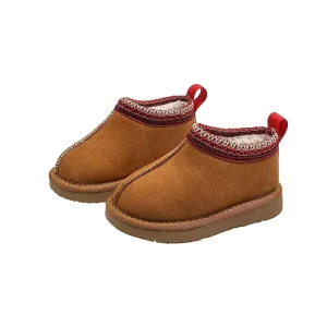 Winter New Snow Cotton Shoes for Kids Boys and Girls Toddler Soft Soled Plush Warm Short Boots Sizes 23-36 Baby Plush Slipper