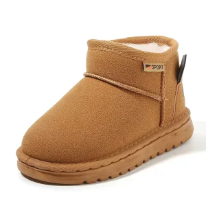 Winter Nubuck Leather Cotton Kids Snow Boots Fleece Lined Thickened Comfortable for Boys and Girls in Medium Large Sizes