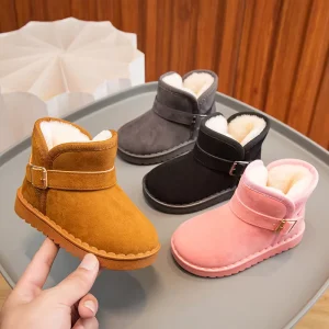 Winter Popular Design Baby Girls Booties Footwear Velcro Outdoor Kids Plush Shoes New Styles Snow Boots for Children