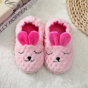 Winter Rabbit Slippers Kids Toddler Girl Flip Flop Baby Boys Fur Slides Cotton Indoor Shoes Warm Fluffy House Children Slippers