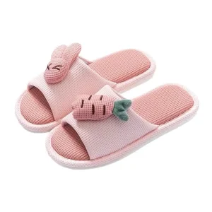Winter Spring Summer Autumn Women Kids Home Slides Indoor Floor Cute Cartoon Soft Comfortable Non slip Cotton Linen Slipper