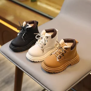 Winter Style Kids’ Snow Boots Fleece Lined Warm Shoes Boys’ Yellow Duck Girls’ Thick Cotton Martin Boots