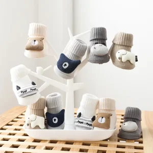 Winter Terry Kids Shoes Solid Cartoon Animals Knit 3D Toddler Soft Baby Floor Home Anti Slip Socks for Children