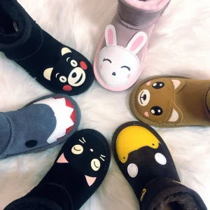 Winter Thermal Anti Slip Comfortable Cute Cartoon Animal Snow Boots For Baby Boys And Girls Cowhide Upper Unisex Ankle Boots