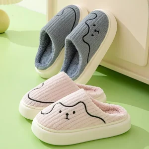 Winter Thick soled Cotton Slippers with Heel for Women and Men Anti slip Warm Plush Shoes