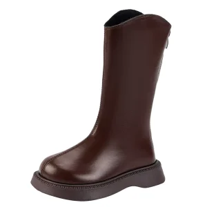 Winter Trendy Children’s Winter Shoes High Top PU Leather Boots Rubber Anti Slip Waterproof Warm Long Boots for Girls