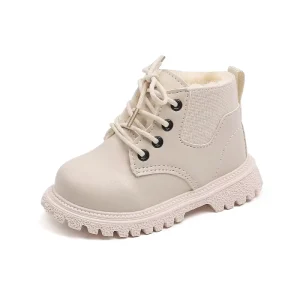 Winter Unisex Ankle Boots for Kids New Fashion Velvet British Style with Side Zipper Snow Boots for Boys and Girls