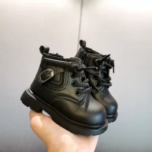 Winter Unisex Children’s Thickened Leather Casual Ankle & Bootie Boots Breathable Slip On Height Increasing