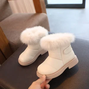 Winter Velvet Warm Children’s Shoes Thickened Waterproof Girls’ Snow Boots Short Rabbit Hair Children’s Cotton Boots