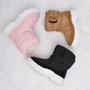 Winter Warm Children’s Snow Boots Korean Style Hook Loop Closure Waterproof Rubber Outsole Kids Boys Girls Snow Boots
