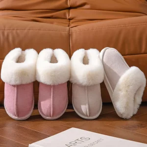 Winter Warm Flat Fur Slippers Women Faux Suede Fluffy Furry Home Slides Woman Comfort Non Slip Indoor Floor Plush Slippers