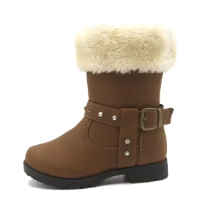Winter Warm Fur Pvc Sole Design Kids Girls Fashion Boots for Children Bota