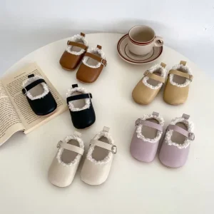Winter Warm Soft Shoes for Newborns Infant Non Slip Wear Resistant Solid Color Baby Girls