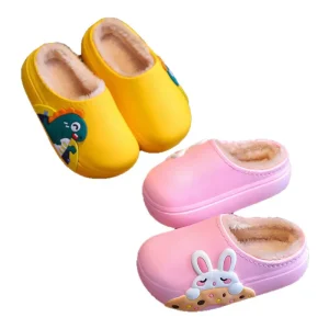 Winter Warm Waterproof Children Slippers Non Slip Sole Plush Cotton Boys Girls Indoor Dinosaur Kids Slippers