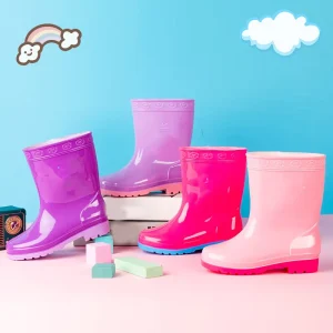 Winter Warmer Customized Cartoon Design PVC Rain Boots for Kids