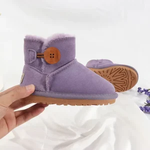 Winter Women and Kids Fur Leather Boots Thermal Fashion Christmas Gift Snow Boots