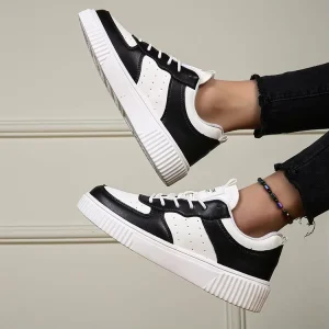 Women Casual Sneakers Skateboard Flat Outdoor Sports Shoes Running Tennis Lace up Walking Trainers