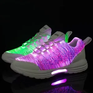 Women LED Shoes Light Up Sneakers USB Recharging Fiber OPTIC Cloth Elastic Sole Glowing Luminous Flashing Party Shoes