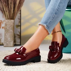 Women Plus Size High Quality Stylish PU Leather Flat Casual Bow Knot Slip On Women Shoes Flat Shoes