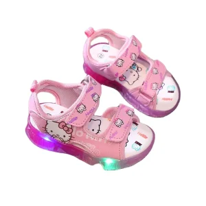 Women’s Artificial Leather Cartoon San&ri LED Light Lightweight Girls Sports Casual Sandals