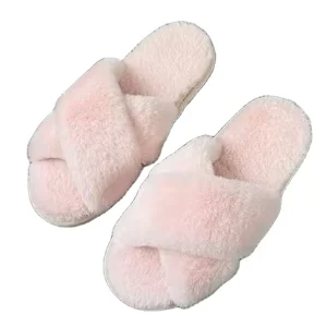 Women’s Autumn Winter Slippers Home Use Fleece-Lined Cotton Flats