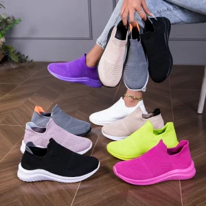 Women’s Fashion Trend Summer Spring Autumn Sneakers EVA Midsole Mesh Upper Slip On Closure Shock Resistant Breathable Cushioning