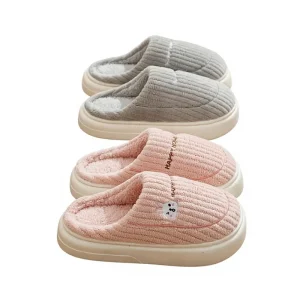 Women’s Plush EVA Outsole Autumn Winter Warm Cartoon Couple Indoor Non Slip Maternity Shoes Men’s Low Heel