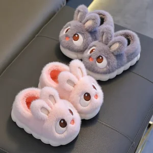 Women’s and Girls’ Comfortable Thick Bottom Fur Fashionable Cute Rabbit Design Soft Non-Slip Warm Lightweight Winter Home