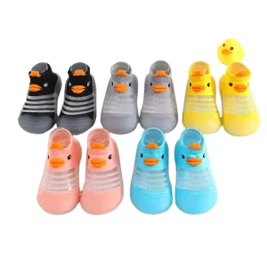XIANGHUI High Quality Colorful Spring and Summer 3D Cartoon Baby Yellow Duck Toddler Shoes Socks Comfortable