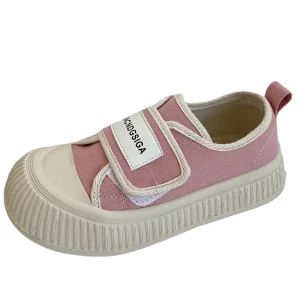 Xia Meng Children’s Shoes New Style Fashion Thick Soled Canvas Velcro Closure Non Slip Cotton Lining Ankle Boots Shoes