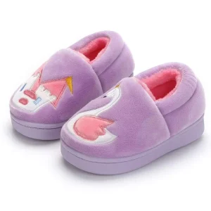YL 1869 Purple Indoor Anti slip Comfortable Warm Children’s Slippers for Toddlers