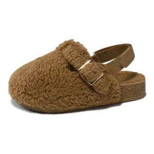 YL 25451 Adjustable Strap Plush Kids Slippers Winter Indoor Slide Sandals for Boys and Girls Warm Non Slip OEM ODM Available