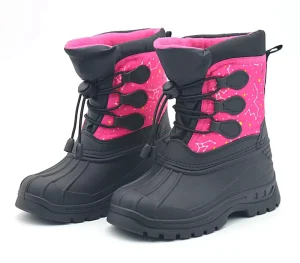 YL-424 Fashion Black and Pink Mid Calf Warm Kids Waterproof Children’s Snow Boots for Girls