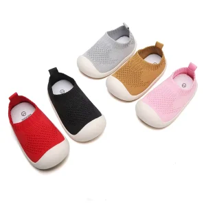 YL Soft Soled Boys and Girls’ Cute and Breathable Comfortable Non slip Knitted Fabric Canvas Shoes Fashion Infant Walking Shoes