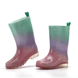 YL057 High Quality Mid Calf Fashion Outdoor Non-slip PVC Water Resistant Kids Rain Boots for Children