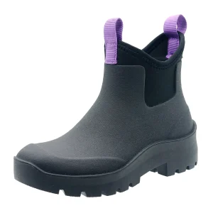 YL287 Black Outdoor TPR Injection Waterproof Kids Neoprene Rubber Ankle Rain Boots for Children