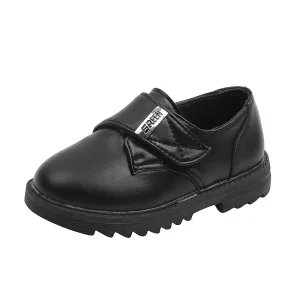 YONGGE Student Flats Kids Performance Shoes Boys Light Weight Kids Black School Shoes Student Leather Dress Shoes for Girl