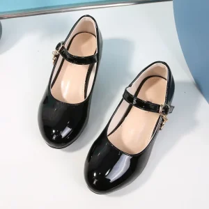 YSJ NPF Girls’ High Heels New White Princess Leather Children’s Shoes for Performance School Shoes Children’s Dance Shoes