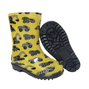 Yellow Truck Children PVC Gumboots Cartoon Waterproof Rain Boots for Boys