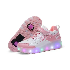 ZHOYA Girls’ Walking Shoes Autumn New Double Wheel Charging Light Cross border Exclusive Kick Roller Shoes